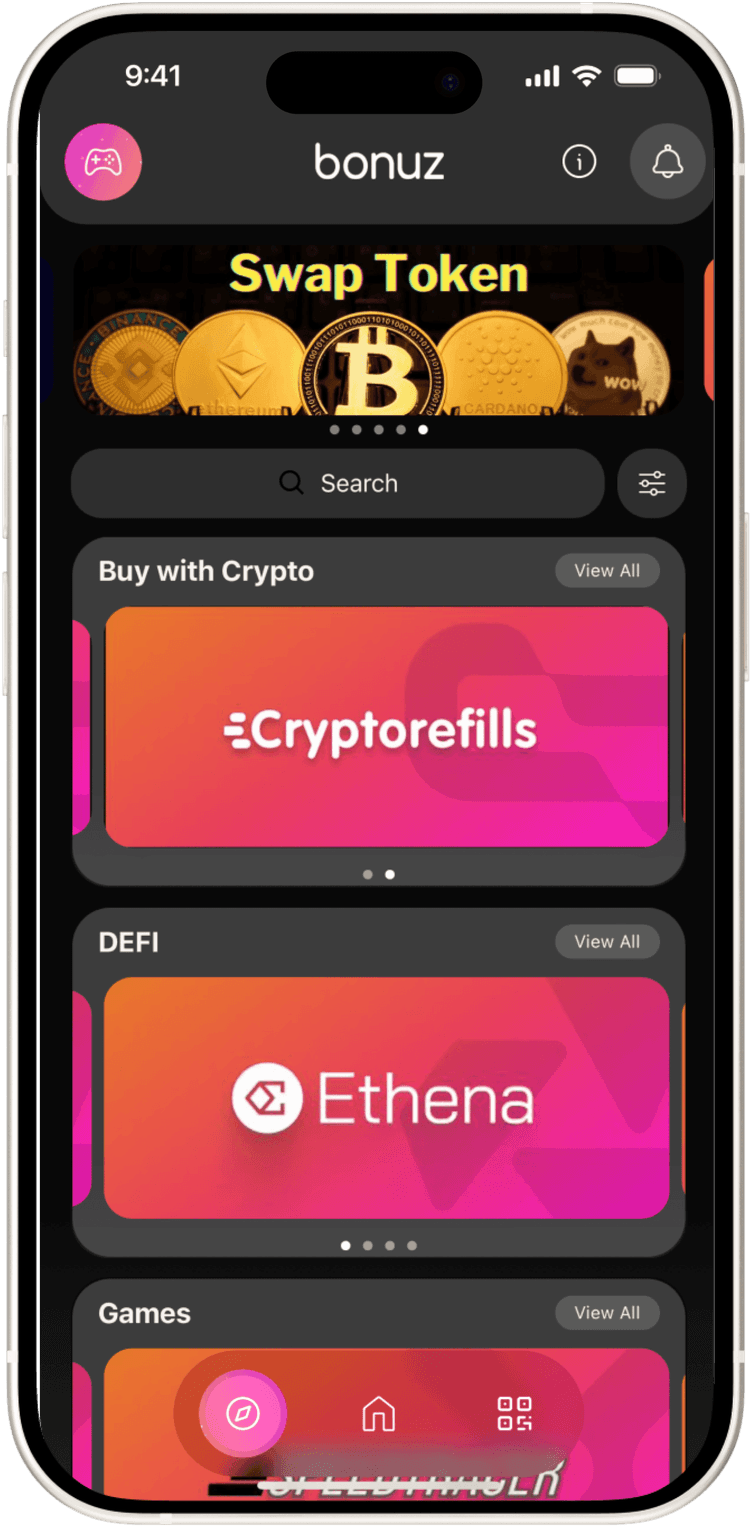 bonuz crypto wallet for beginners showing simple setup screen on iPhone